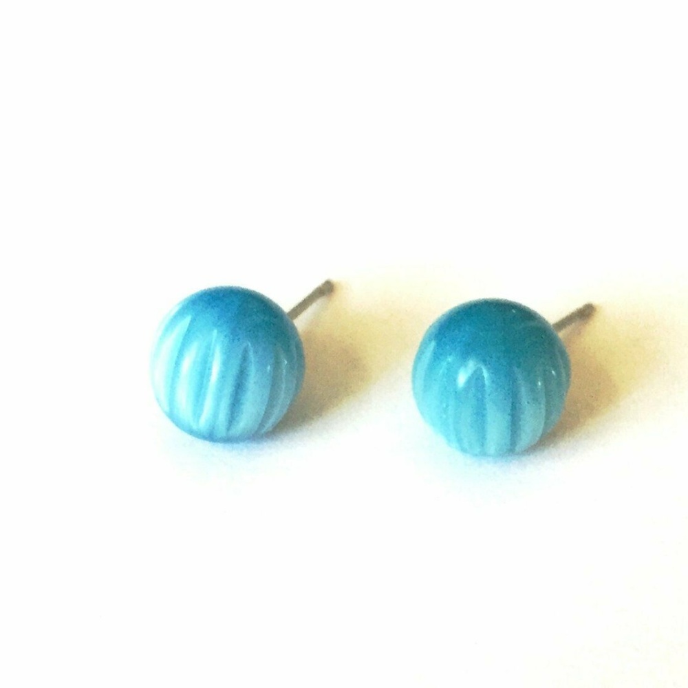 Aqua Vintage Lucite Moonglow Studs Earrings